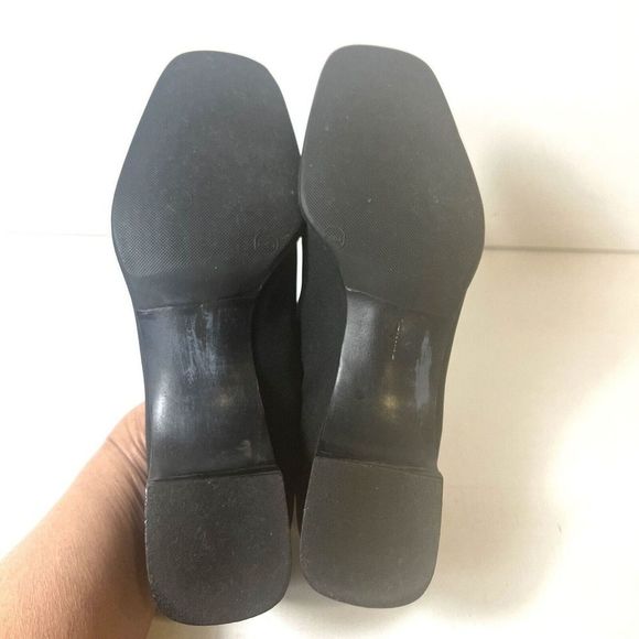 Salvatore Ferragamo Black Textile Womens Sz 8.5B Pump Slip On Square Toe Studded - Picture 11 of 11